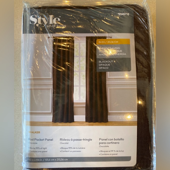 NWT Style Selections Walker Chocolate Blackout Rod Pocket Panel Curtain - Picture 1 of 2